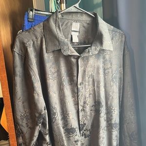 H&M Black Flower Patterned Dress Shirt